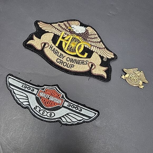 Harley-Davidson HOG Patches and Pin 100 Year Anniver Jacket Hat Boot Shirt Cut - Picture 1 of 6